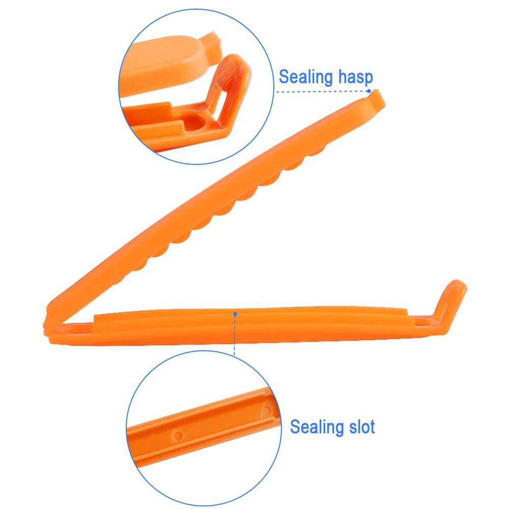 TURBO PRODUKTE Sluitclips, lengte 15 cm, herbruikbaar, 100% luchtdicht en geschikt voor het vriesvak, zakken en zakken, geschikt voor levensmiddelen, 10 stuks