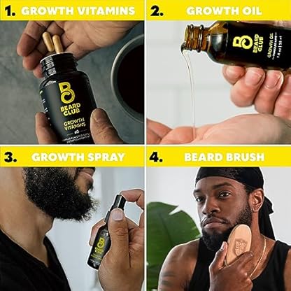 Beard Club Premium Beard Growth Kit - Growth Oil, Vitamins, Vitamin Spray & Boar Bristle Brush - Gift Set - Image 4