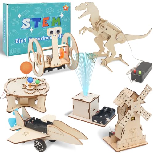 FEMBW Experimente für Kinder ab 8 9 10 11 12 6 PCS Baukasten DIY Spielzeug Roboter Experimentierkasten STEM Spielzeug Holzbausatz Kinder für Geschenke ab 8-14 Jahre Jungen