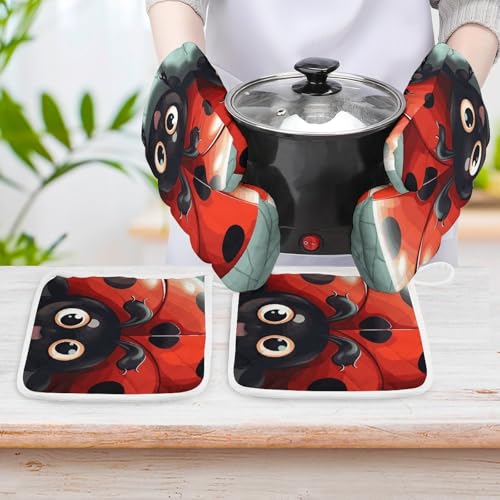Maniques coccinelle pour sortir les plats chauds du four