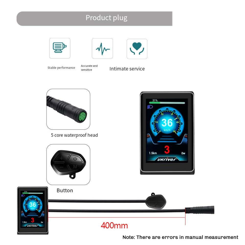 Wuden E-Bike 24-60V 5PIN LCD Display Motor Speed Meter EBike Scooter Control Handlebar Switch Electric Bike Accessories UKC2+