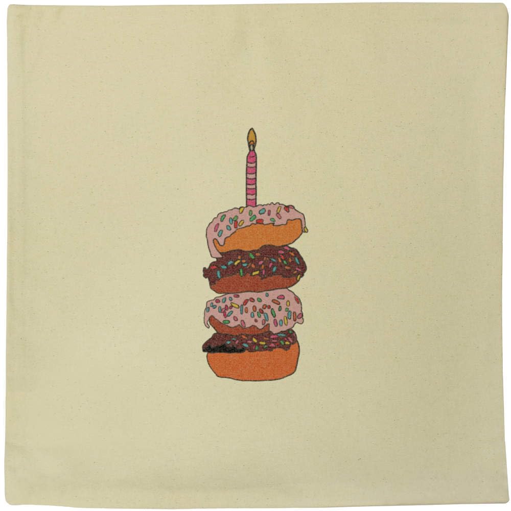 40cm x 40cm 'Doughnut Birthday Stack ' Canvas Cushion Cover (CV00030671)