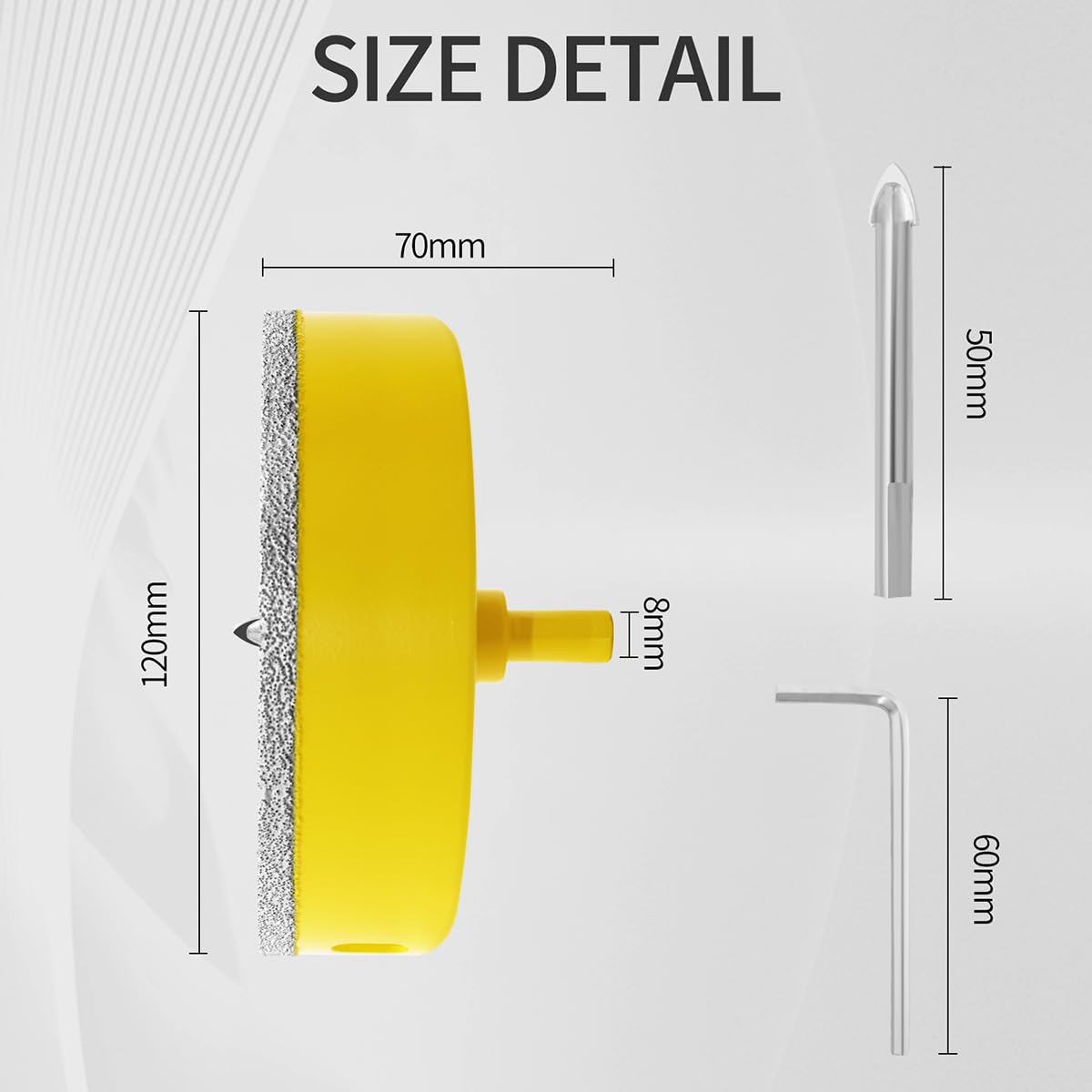 Broca de Diamante 120mm con Piloto de Centrado Sierra Coronas Perforadora para Azulejos Porcelana Vidrio Mármol Cerámica