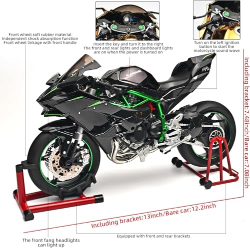 Image of Bestie toys 1 /6 Scale Kaawaasaki H2R Alloy Diecast Motorcycle with Sound & Light Features High Gloss Spray Finish Rubber Tires Premium Collectible Gift