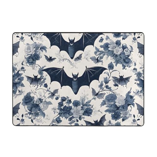 Bat Pattern Print Living Room Anti Slip and Absorbent Carpet, Indoor Bedroom Bed Floor Mat, Ultra Soft Washable Carpet 80x58 in