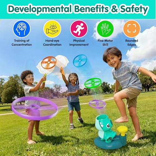 Image of Kidology Duck Disc Launcher, Flying Disc Launcher Toy, Step-On Flying Saucer Launch Toy Set Backyard Games And Activities For Children & Family, Green