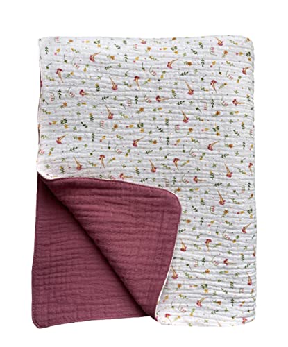 Image of Leyl&Ari Muslin Toddler Quilt | Newborn Essentials | Floral Baby Blanket | Made in USA (Wildflowers/Rose)