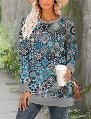 BETTE BOUTIK Women's Drop Long Sleeve Sweatshirts Casual Crewneck Tunic Tops Sweartshirts With Side Slits S-3XL