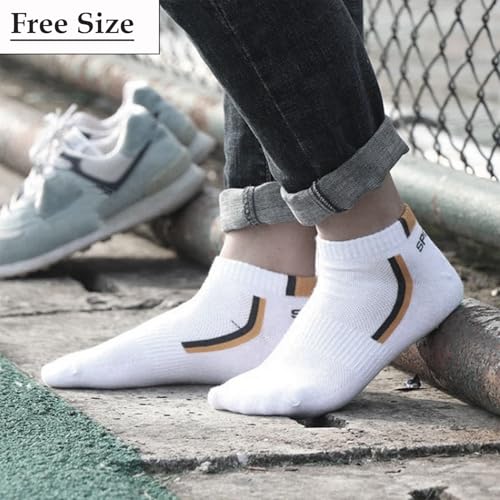 Image of MOMISY Men's Premium Cotton Cushion Ankle length Socks, (Multicolor) Pack of 5 (Free Size)