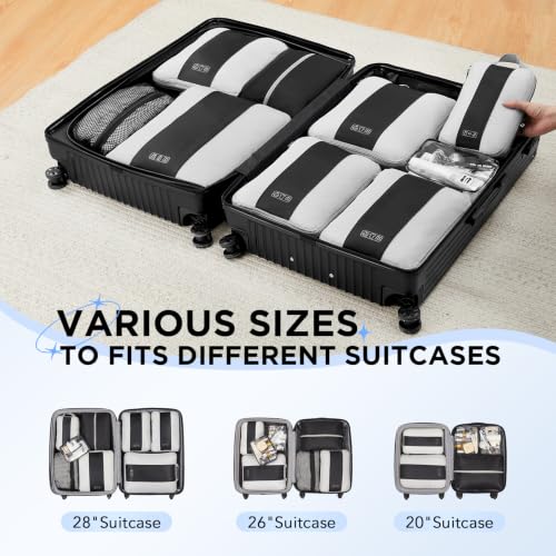 Image of OlarHike 11 Set Compression Packing Cubes for Travel Essentials,Compressible Expandable Space Saver Bags for Organizing Clothes,Luggage Suitcase Garment Bags with Over 1000 pcs Mesh Holes(Yellow)