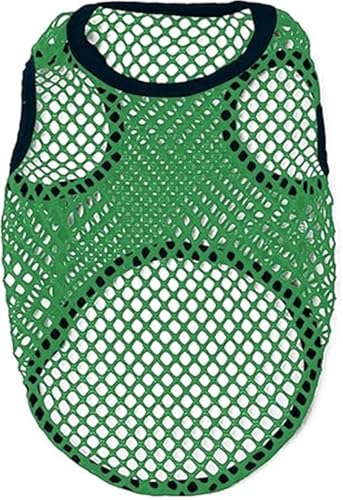 ISUPY 可愛い ペット 犬服 Tシャツ 春 夏 涼しい 通気性メッシュ 小中型犬 タンクトップ 無地 ドッグウェア ベスト 脱毛保護 トイプードル 洋服 お散歩 ペット用品 (S,グリーン)