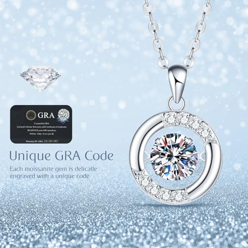 Moissanite Necklace for Women, 1 Carat Moissanite Halo Pendant Necklace for Wife, Mom Anniversary Birthday Jewelry Gifts4
