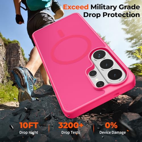 Image of SUPFINE Magnetic for Samsung Galaxy S26 Ultra Case with Screen Protector, (Built-in Magnets) (Military Grade Drop Protection) Slim Translucent Shockproof Phone Case,Hot Pink