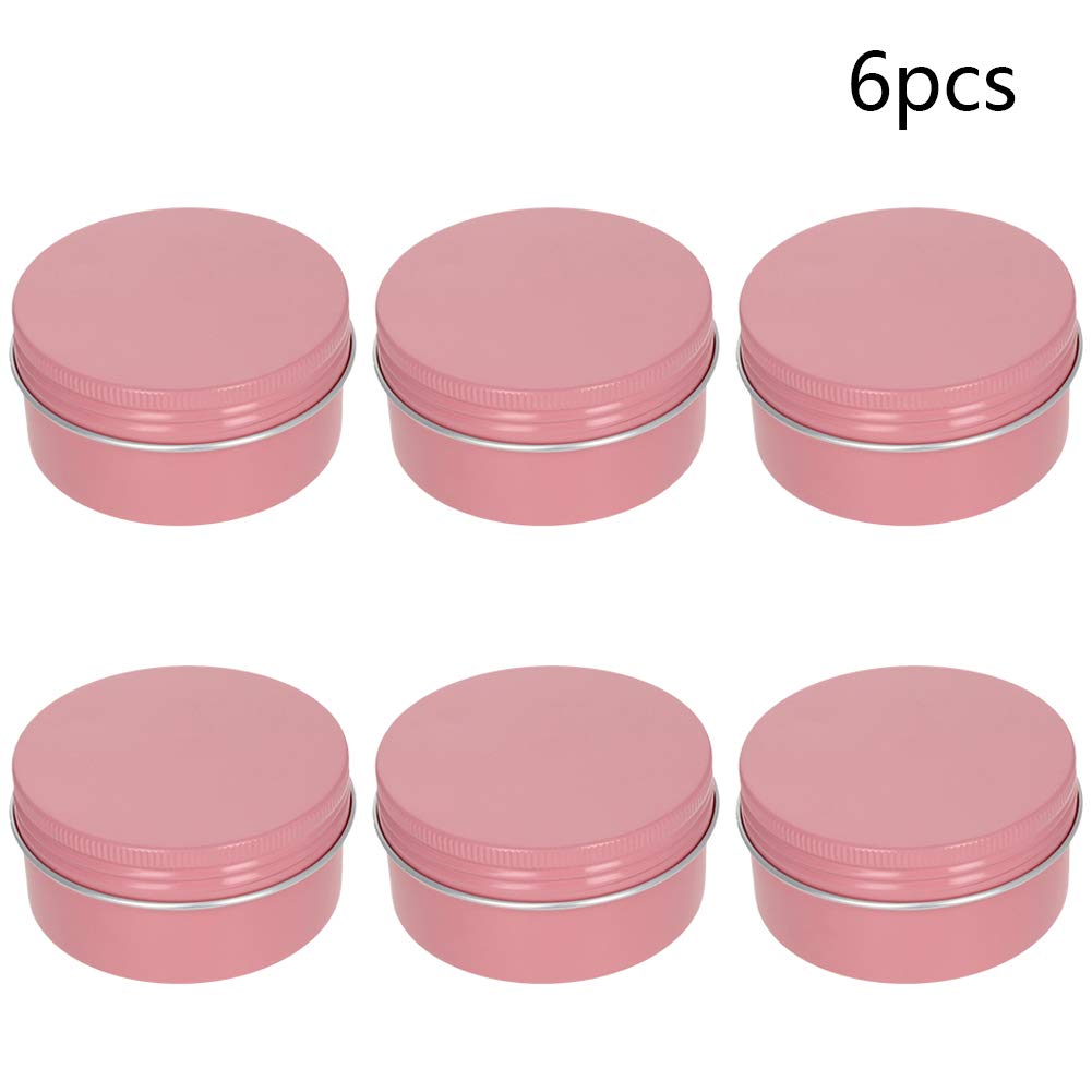 Jutagoss 6pcs 2.7 oz Round Aluminum Cans, Tin Can Screw Top Metal Lid Containers for Lip Balm, Crafts, Cosmetic, Candles, Candies, pink 80ml