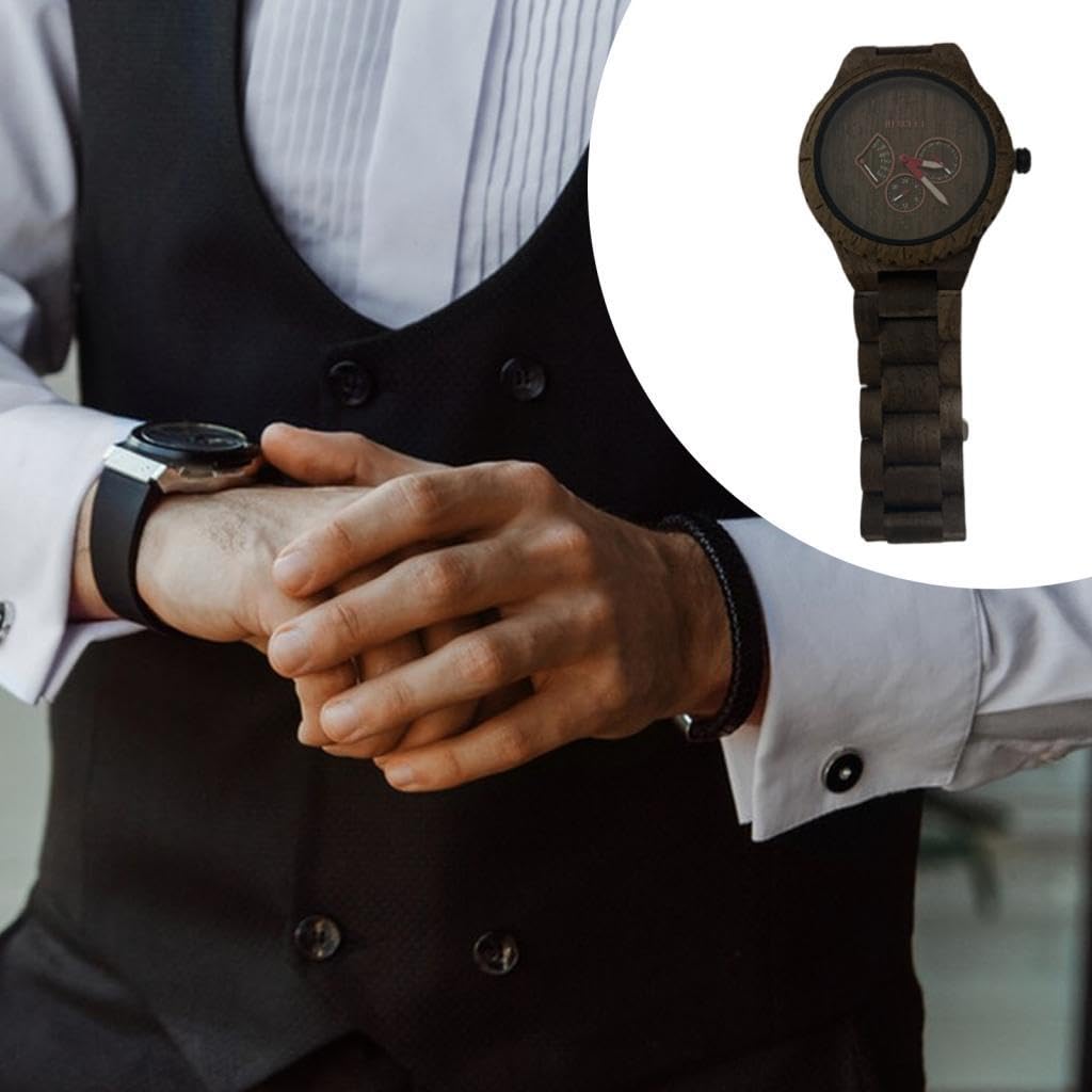 Reloj de Madera Natural Relojes Pulsera Cuadrante Resina Movimiento Hebilla Acero Inoxidable Adecuado para Hombre Mujer Regalo