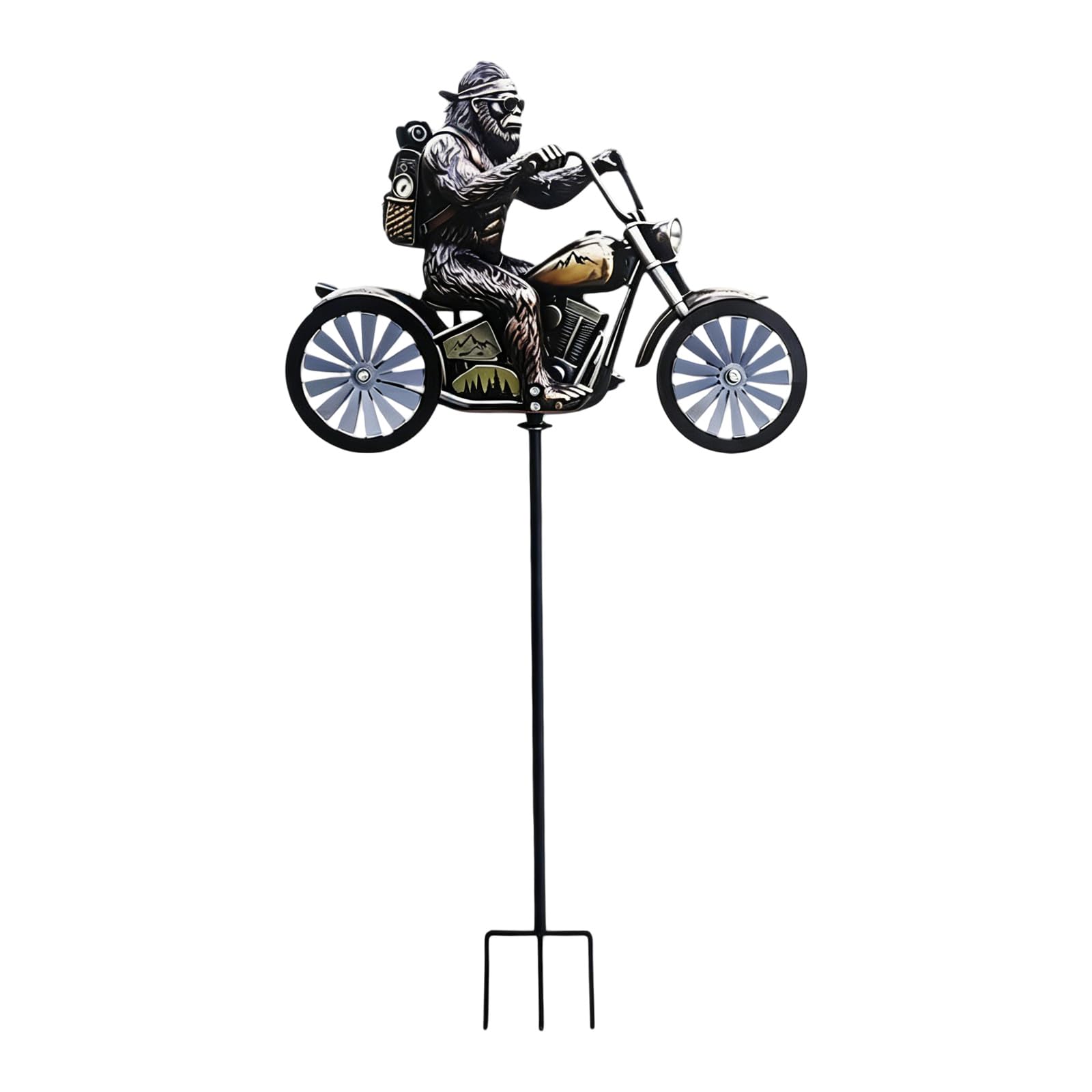 Dynamic Riders Artistic Motorcyclist Windmill Garden Decoration Yard Ornament Stake for Landscape Garden and Terraces Outdoor Motorcycle Wind Toll Decoration