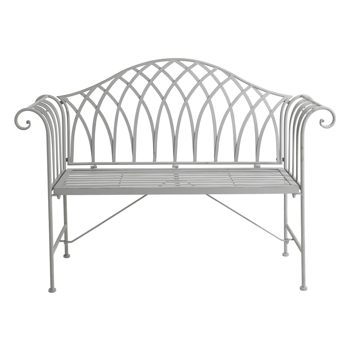 CHARLES BENTLEY Banc extérieur 2 Places Fer forgé Gris, Design Rustique, accoudoirs courbés, Style élégant, résistant à la Rouille, mobilier terrasse Jardin (128x44x93cm)