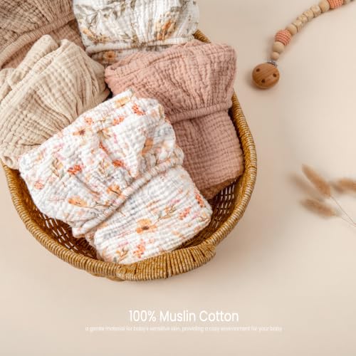 Image of lulumoon Muslin Baby Bassinet Sheets: Cotton Fitted for Bedside Sleeper | Soft & Breathable Leaf Printed Sheets for Boys - 33x21 inch Fit for Baby Delight and Most Other Bedside Bassinet