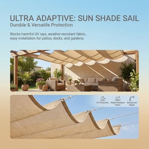 Voile d'ombrage rétractable contre la chaleur de terrasse, toile PES étanche pour pavillon - 7