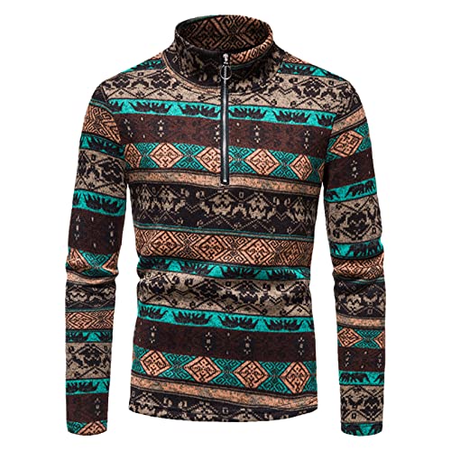 Pull à col roulé demi-fermeture éclair homme manches longues Kelsiop imprimé
