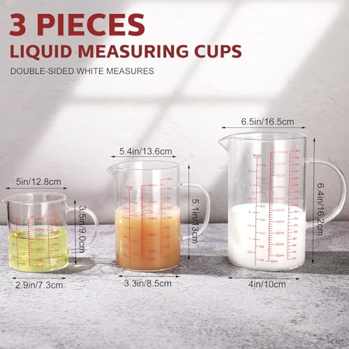 Set 3 Vasos Medidores de Vidrio Borosilicato 1L 500ml 250ml miniatura 4