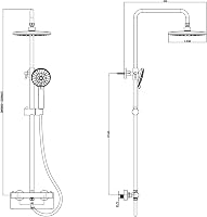 KOMIRO Termosztátos Zuhanysystem 23x23cm Esőzuhany 5 Funkció Kézizuhany Rozsdamentes Acél 7