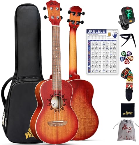 Winzz Tenor Ukulele Beginner Set for Adults, 26 Inch Mahogany Ukelele Starter Kit with Chord Chart...
