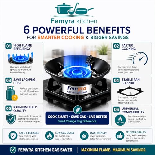 Image of Gas Saver Stand for LPG & PNG | High Efficiency Burner Ring | Save Gas & Cook Faster | Durable Heat Resistant Metal | Universal Gas Stove Accessory