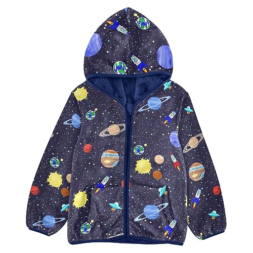 Image of Aflyko Boys Fleece Coat Blue Zip-Up Hoodie Girls Outerwear Kids Hooded Jacket