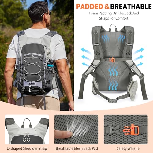 25L Hiking Backpack with Rain Cover Lightweight Hiking Daypack for Travel Camping Outdoors Knapsack for Men Women (Black) - Image 3