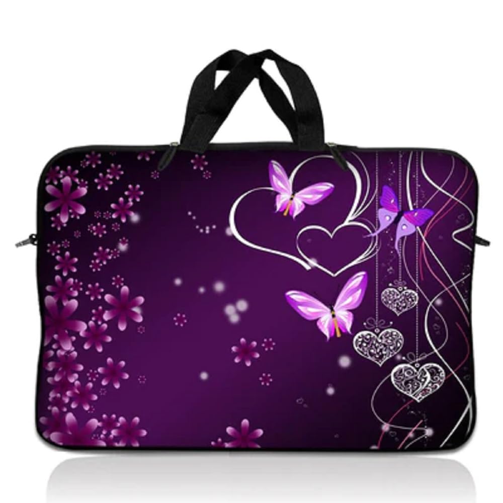 LSS 12.3 inch Laptop Sleeve Bag Carrying Case Pouch with Handle for 11" 11.6" 12" Acer, Asus, Dell, Hp, Sony, Toshiba, Pink Plumeria Flower — view 89