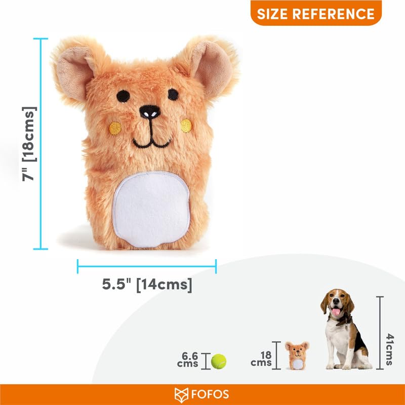 Image of BarkButler x FOFOS Puppy Plush Toys (Mix) - Soft & Squeaky Toys for Dogs, Small Dog Toys Set (0-10kgs) - Multicoloured
