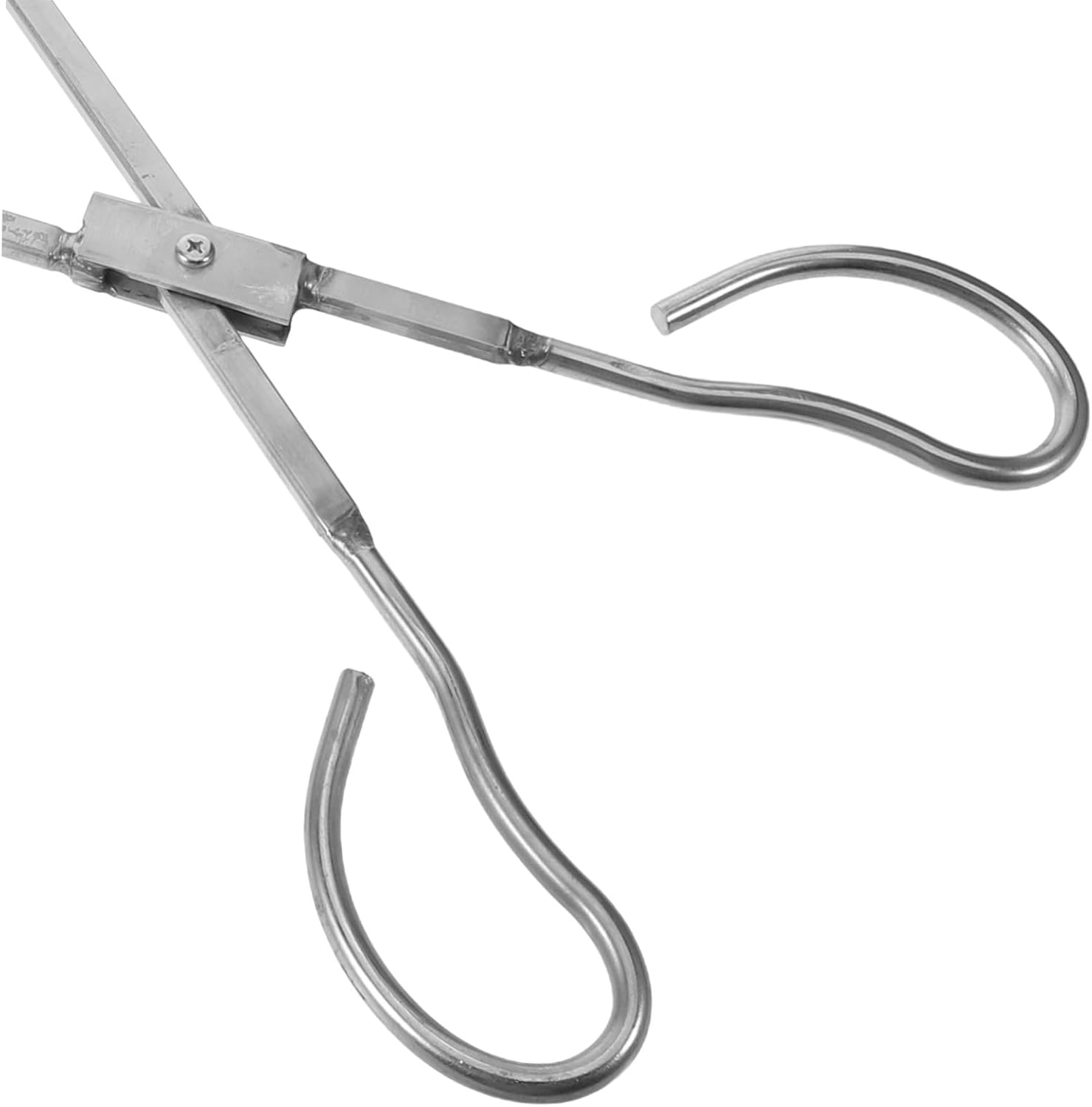 Stainless Steel Fire Log Tongs Xmas Heavy Duty Long Handle Silver