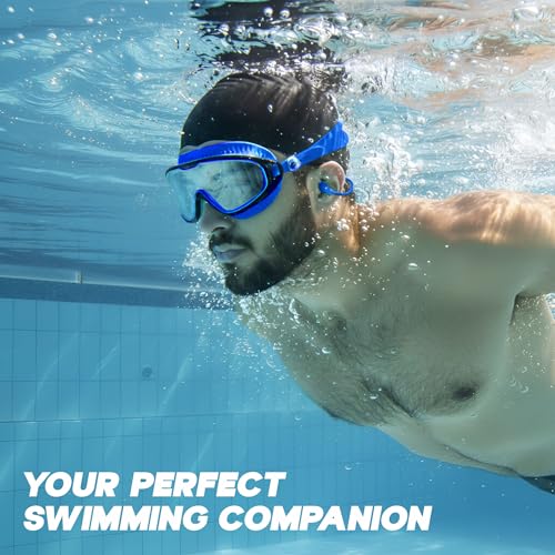 Image of KONEX Swimming Goggles | UV Protected Big Frame Lens | Anti-Fog & Anti-Leak Soft | Guaranteed - Blue