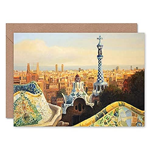 Fine Art Prints Park Güell Carte de Voeux de Barcelone avec Enveloppe Intérieure de Qualité Supérieure