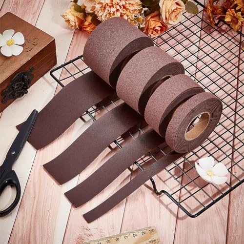 GORGECRAFT 2m x 37.5mm Flat Leather Cord Litchi Grain Leather Strips 1.7mm Thick Imitation Leather Strap Threads Rope for DIY Crafts Belt Furniture Handles Bracelets Jewelry Making, Coconut Brown - Image 4