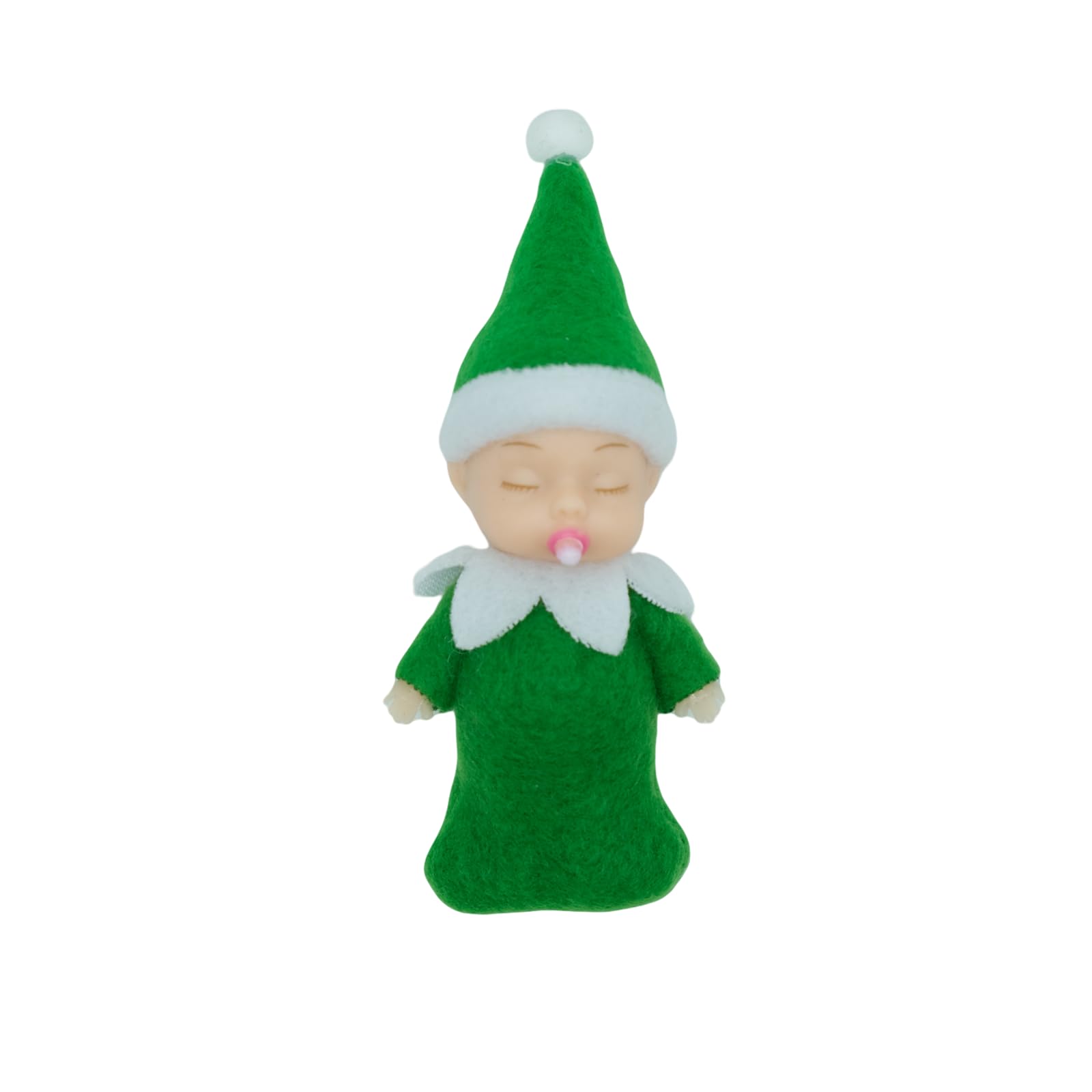 LovelfStory Elf Accessories Sleeping Baby, Tiny Christmas Elf Girl and Boy Baby Doll for Xmas Gift (Green)