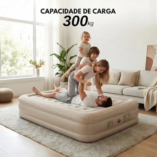 Image of JOYFOX Inflatable Mattress Queen Double Campaign Bed Inflatable Pump With Built-in Lithium Battery 203 * 154 * 44cm