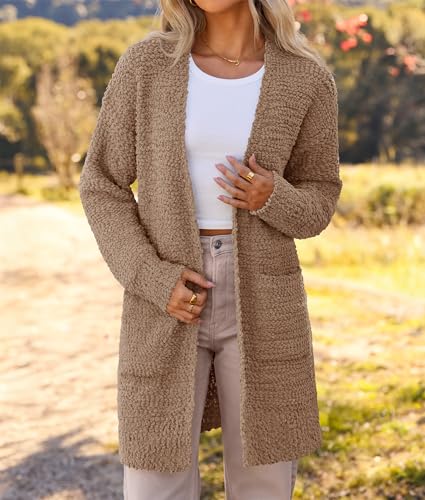 Image of MEROKEETY Women's Long Sleeve Soft Chunky Knit Sweater Open Front Cardigans Outwear Coat