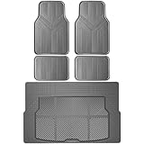 CAR PASS Universal Car Floor Mats & Cargo Liner Full Set, Waterproof Anti-Slip Rubber Trim to Fit Trunk Mats All Weather Protection Fit Car SUV Sedan Coupe Vehicle Automotive 5 Pieces, S-M Size Gray