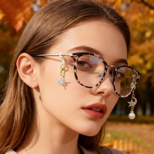 Image of Cyxus Blue Light Glasses for Woman with Chain Fashionable Computer Glasses on Office Reduce Eye Strain Anti Migraine Great for Working Reading Gaming
