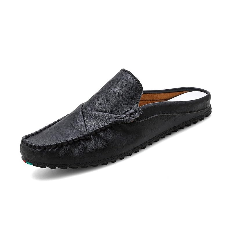 Men's Loafers Shoes Solid Color Round Toe Vegan Leather Half Loafers Shoes Flexible Comfortable Flat Heel Prom Slip On