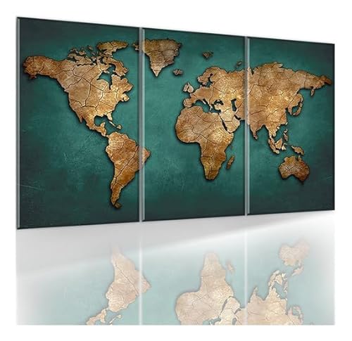 Placas 120x60cm Quadro Decorativo Mapa Mundi Grande Moderno