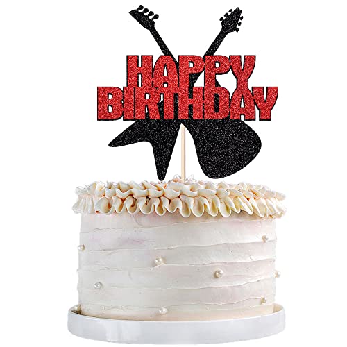 Qertesl Guitar Cake Topper,Music Theme Cake Topper,Music Note Birthday Cake Toppers Decorations thumb #1