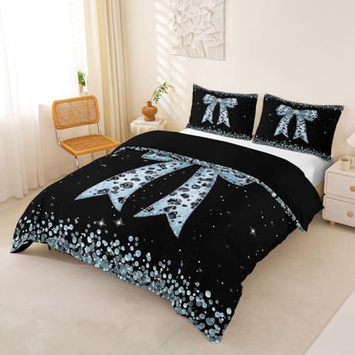 Housse de couette microfibre bleu de qualité supérieure au motif imprimé noeud papillon