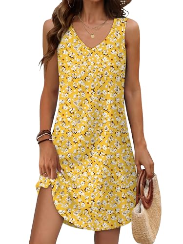Image of Aokosor Womens Summer Dresses 2026 Loose V Neck Sleeveless Dress Sundresses Swimsuit Coverup Vacation Outfits