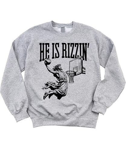 Olive Loves Apple He is Rizzin Sweatshirt for Men Women Teens and Kids Funny Gen Z Jesus Basketball Sweater