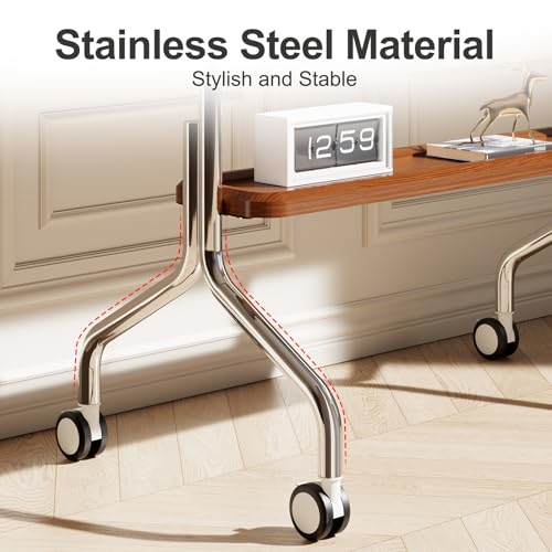 Image of Mobile TV Cart Easel Rolling TV Stand for 32 to 75 Inch LCD LED OLED Flat Panel Screens, Stainless Steel Portable Floor TV Stand with Locking Wheels Hold Up to 110 Lbs Max VESA 600x400mm