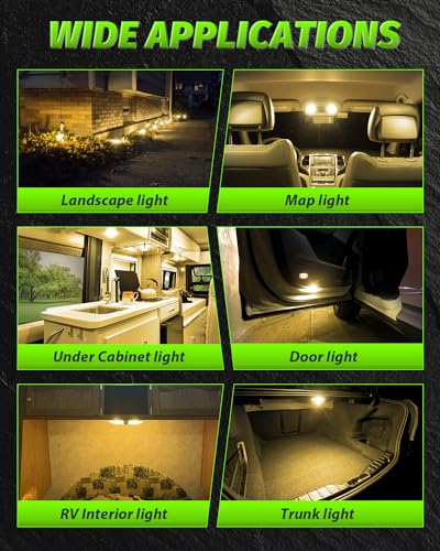 Alopee 10 Pack 194 Bulb Warm White LED 2700K Replacement for 168 194 W5W T10 Led Bulb RV Car Interior Lighting DC 12V Only