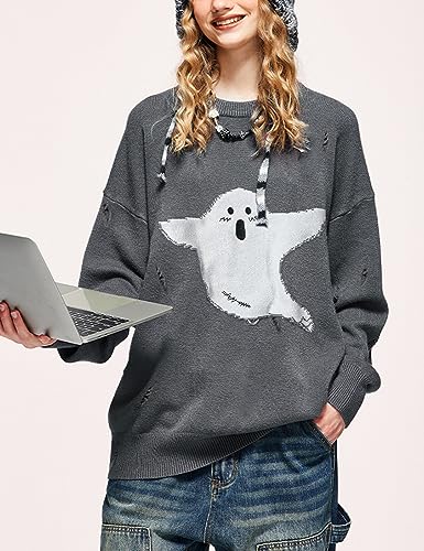 Arssm Mens Oversized Vintage Pullover Sweater Graphic Long Sleeves Knit Casual Jumper Tops4